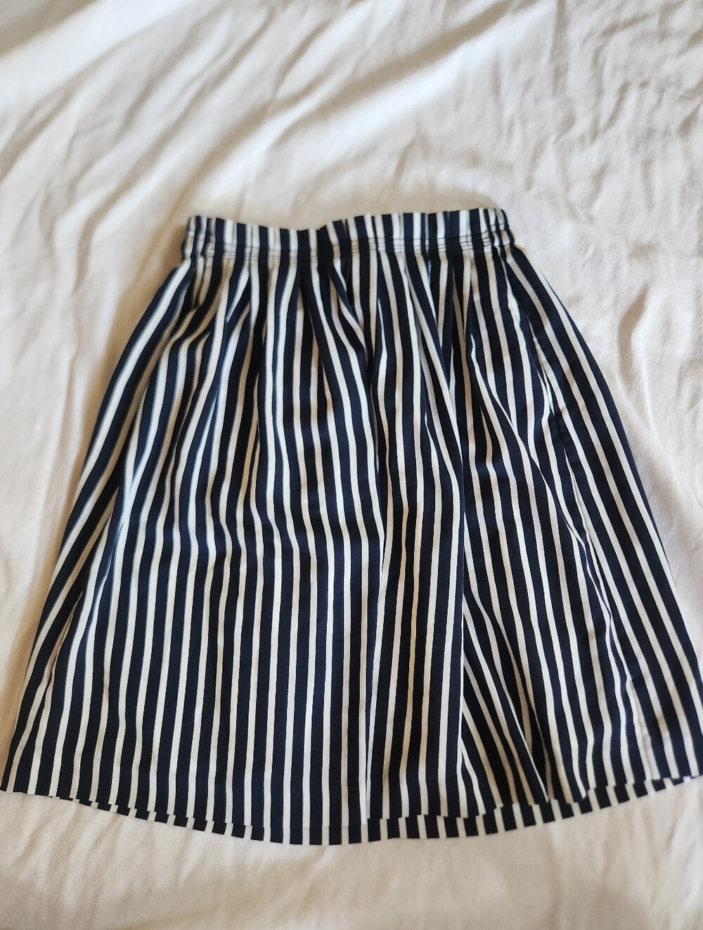 J.Crew Navy White Stripe A-Line Midi Skirt Size 0 Nautical Coastal